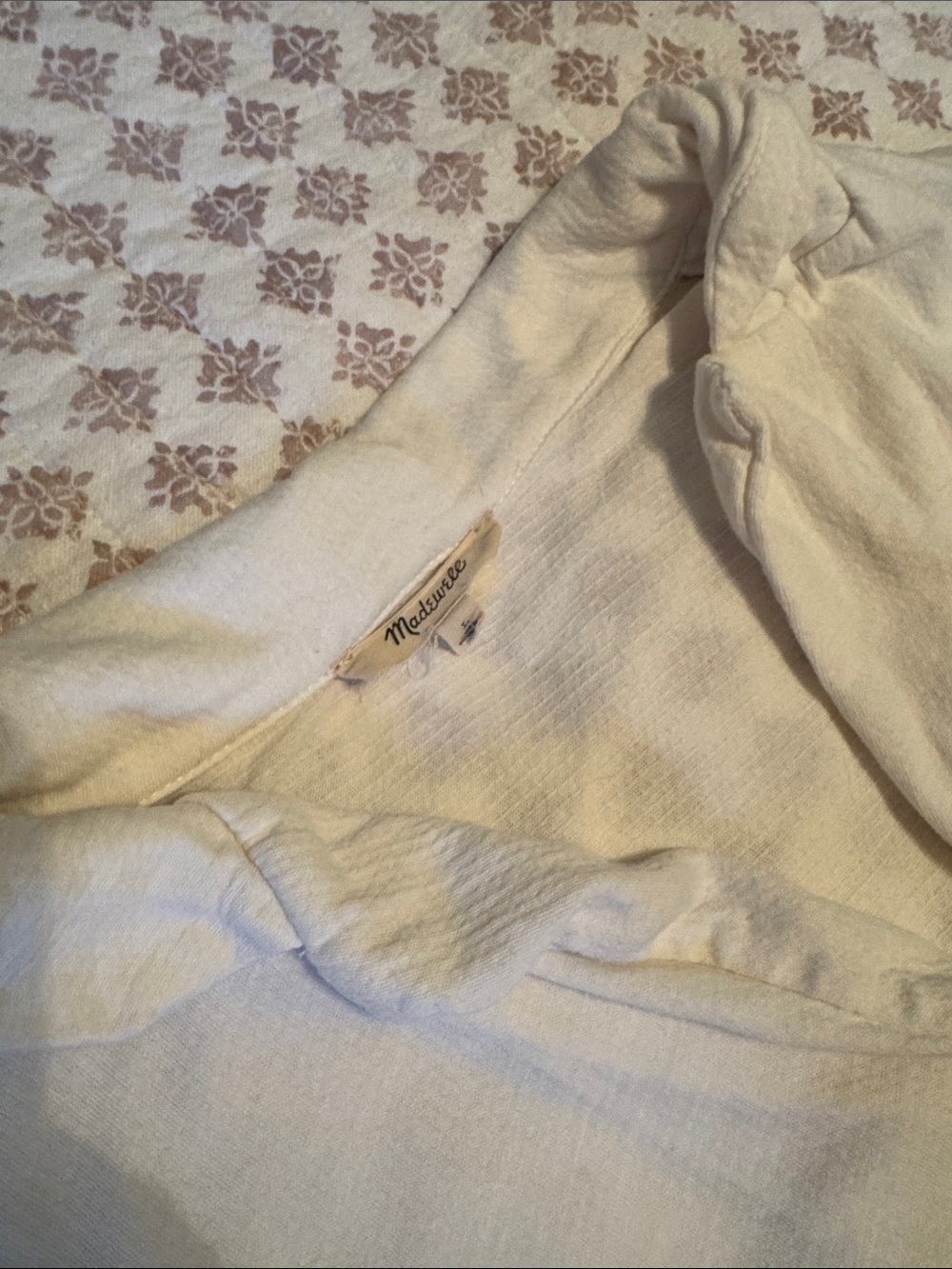Madewell Cream Short-Sleeve Button Front Top - Picture 2 of 3